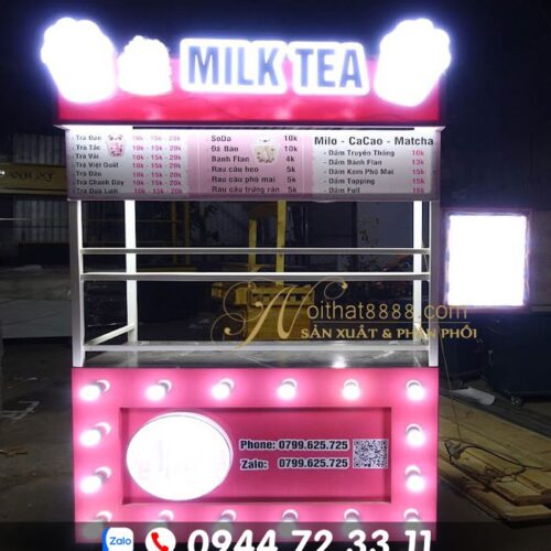 Xe đẩy trà sữa giá rẻ 8X21. Xe trà sữa, xe bán trà sữa, mẫu xe trà sữa đẹp, tủ xe trà sữa đẹp, tủ xe trà sữa giá rẻ