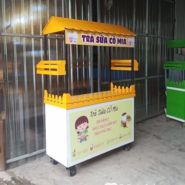 Xe trà sữa gỗ màu vàng 100cmx50x180cm Long An hình 4