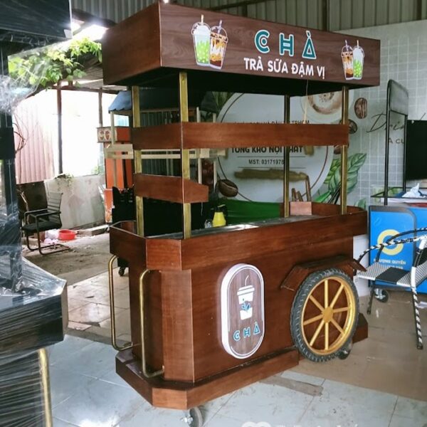 Xe trà sữa màu gỗ 120cmx60x150cm hình 4