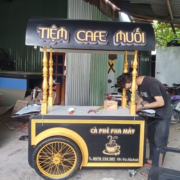 Xe bán trà sữa màu đen mờ 120cmx60x180cm