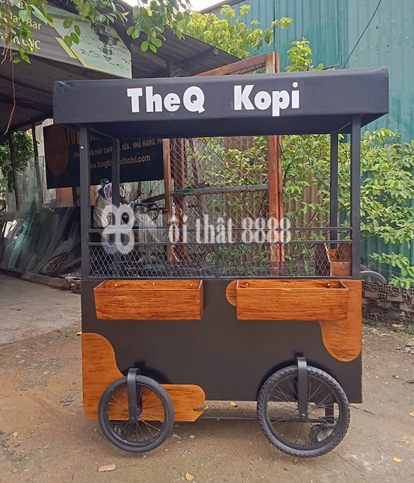 Mẫu xe cafe tông màu gỗ The Q kOPI